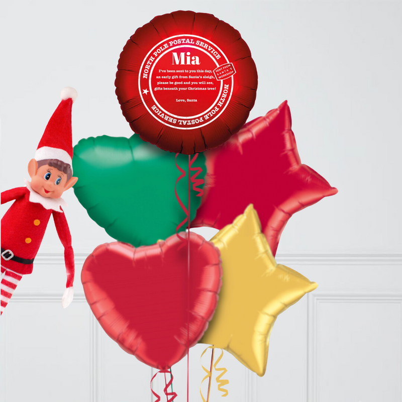 Elf On The Shelf Personalised Inflated Christmas Balloon Bunch