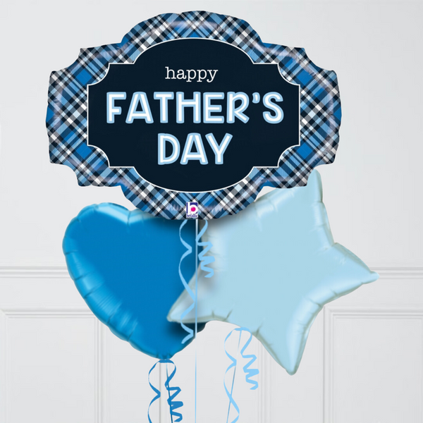 Father's Day Plaid Inflated Foil Balloon Bunch