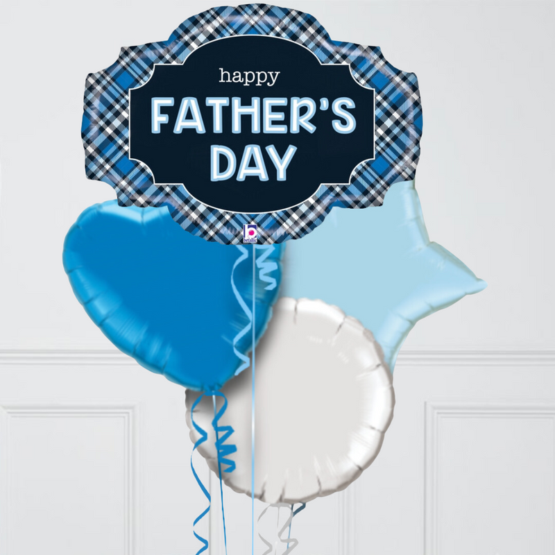 Father's Day Plaid Inflated Foil Balloon Bunch