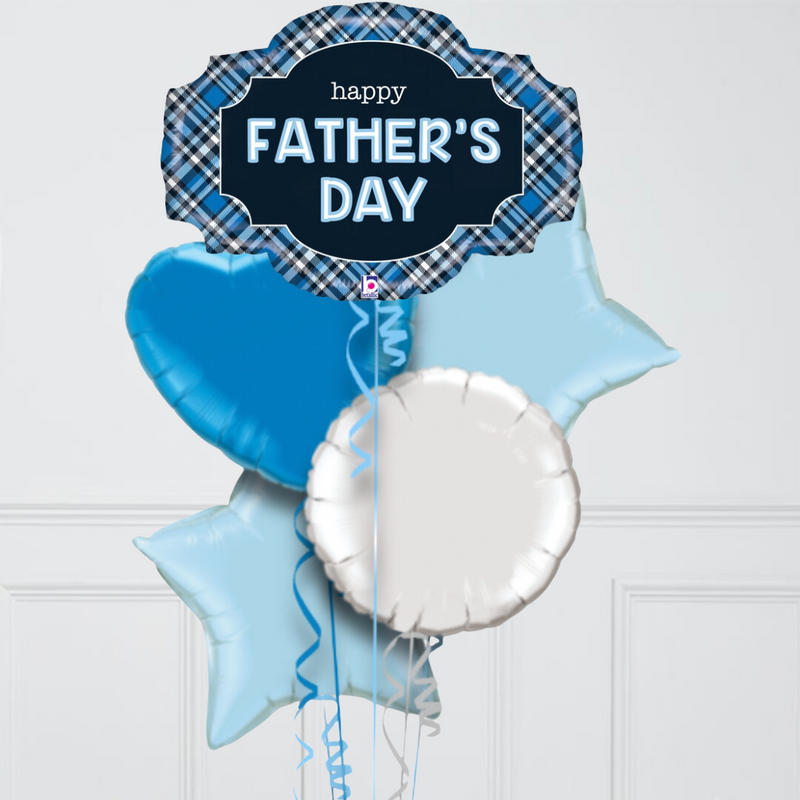 Father's Day Plaid Inflated Foil Balloon Bunch