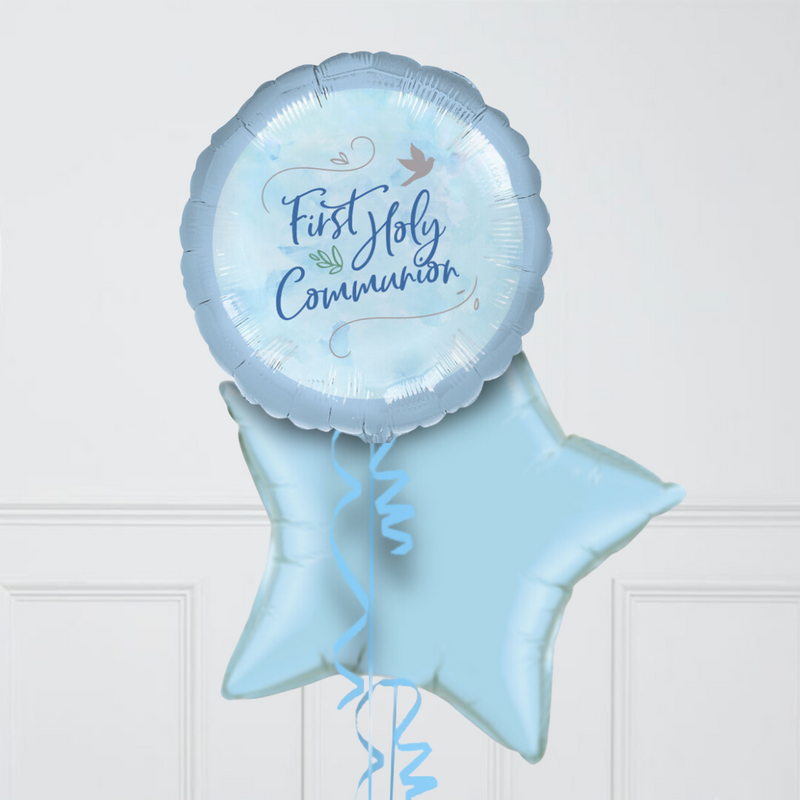 First Holy Communion Blue Inflated Foil Balloon Bunch
