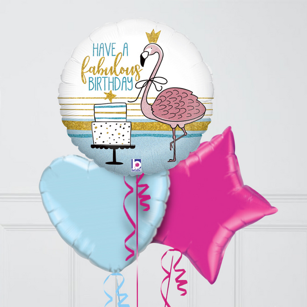 Flamingo Happy Birthday Inflated Foil Balloon Bunch