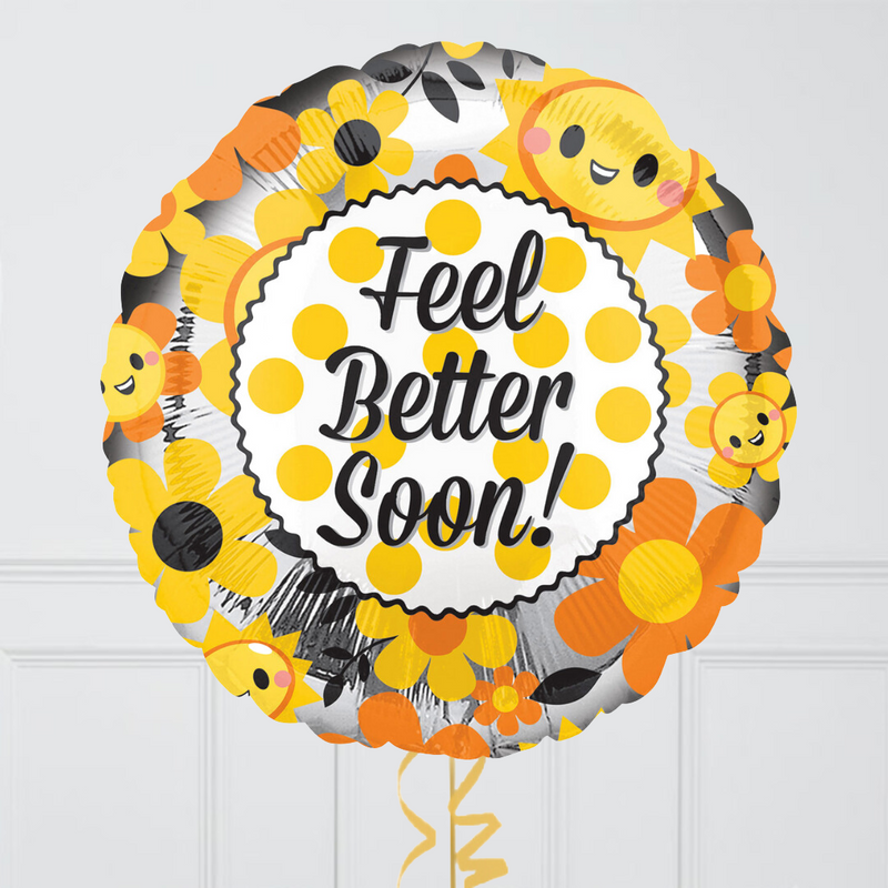 Floral Get Well Soon Hearts Inflated Foil Balloon Bunch