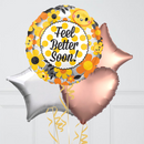 Floral Get Well Soon Hearts Inflated Foil Balloon Bunch