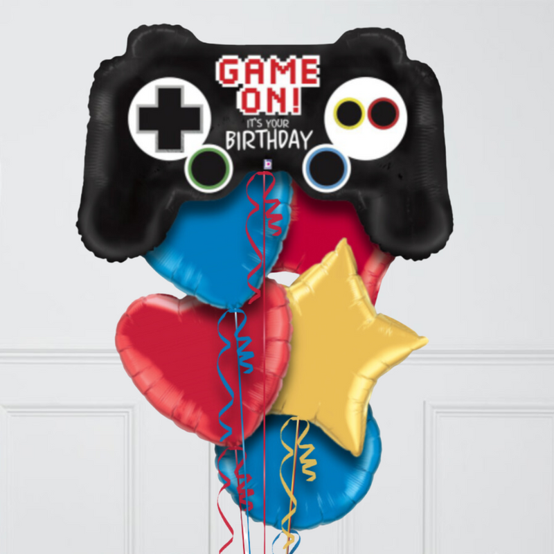 Game On Happy Birthday Inflated Foil Balloon Bunch