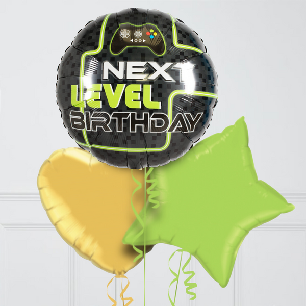Gamer Birthday Stars Inflated Foil Balloon Bunch