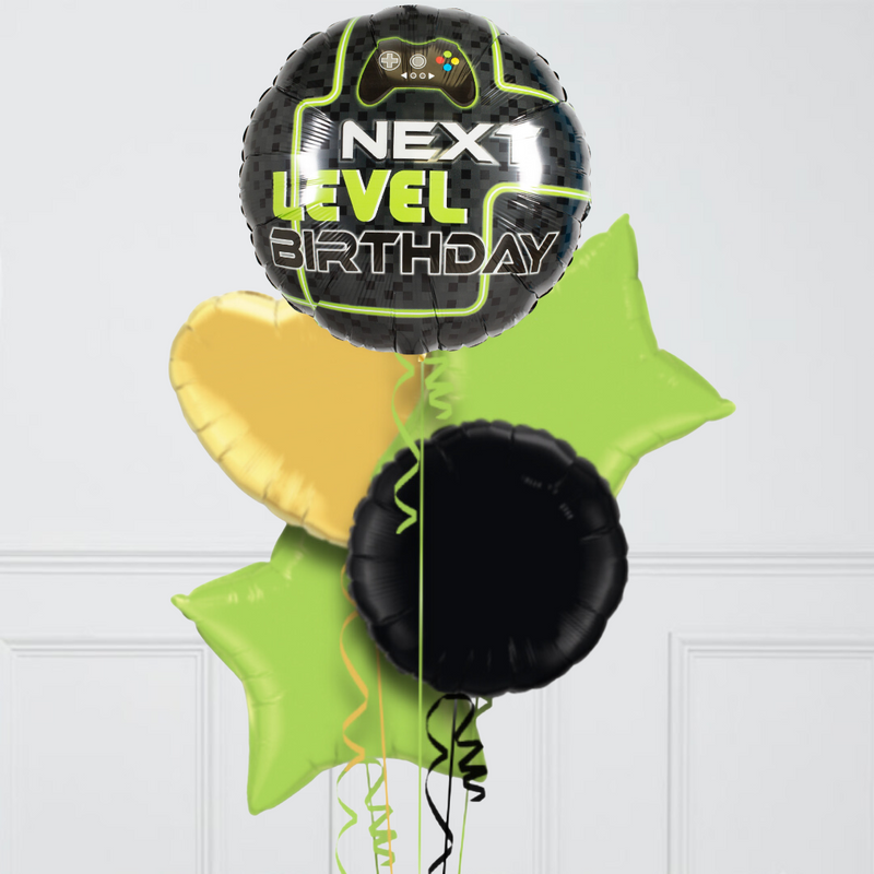 Gamer Birthday Stars Inflated Foil Balloon Bunch