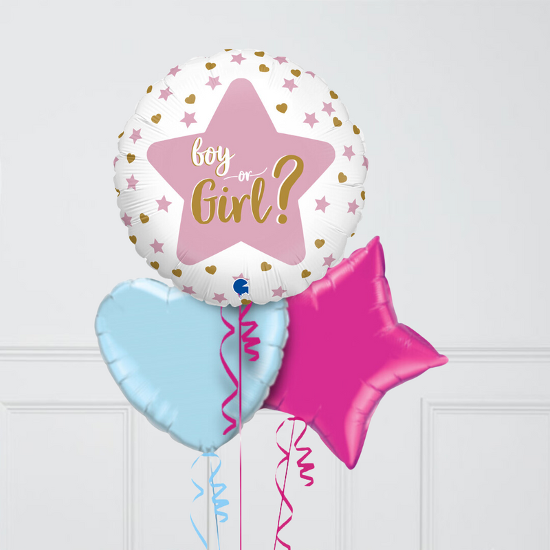 Gender Reveal Inflated Foil Balloon Bunch