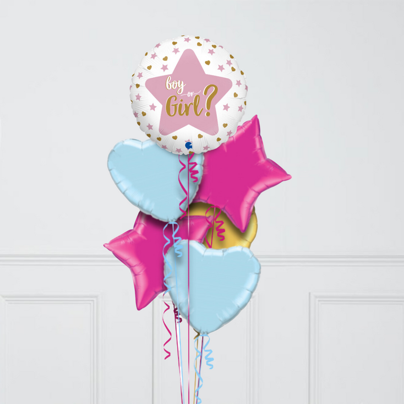 Gender Reveal Inflated Foil Balloon Bunch