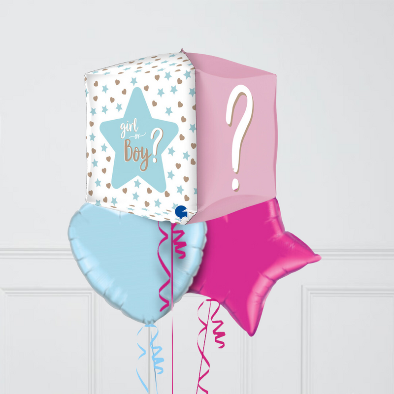 Gender Reveal Stars Inflated Foil Balloon Bunch