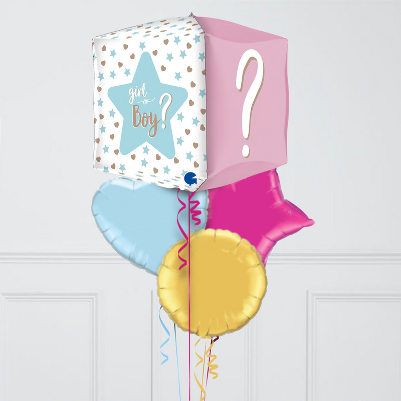 Gender Reveal Stars Inflated Foil Balloon Bunch