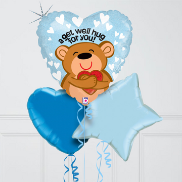 Get Well Hug Pastel Stars Inflated Foil Balloon Bunch