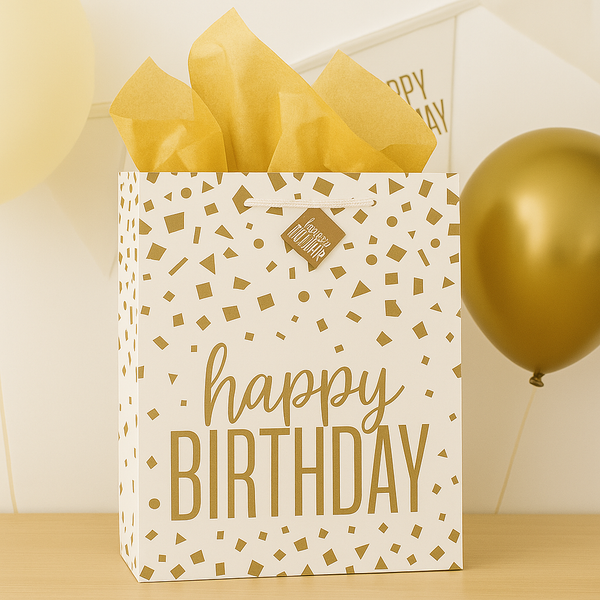 Gold Confetti Birthday Party Rectangle Large Gift Bag