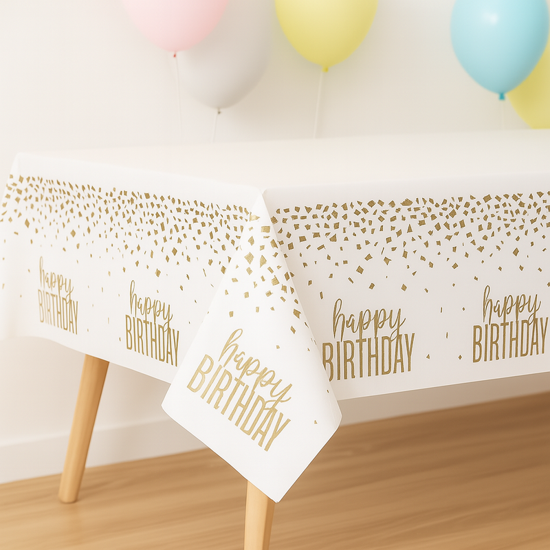Gold Confetti Birthday Party Tablecover