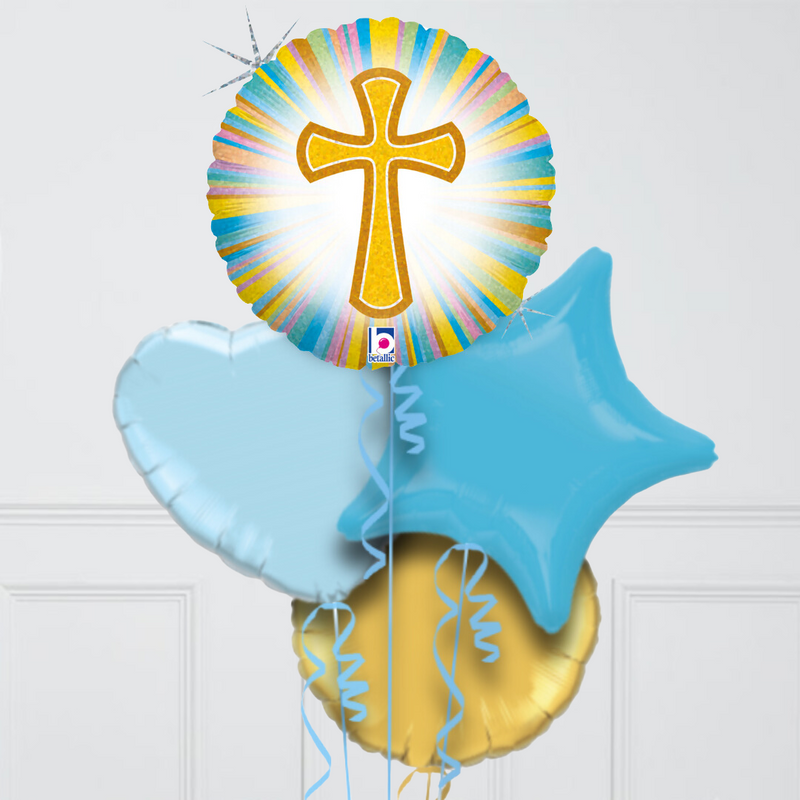 Gold Cross Inflated Foil Balloon Bouquet