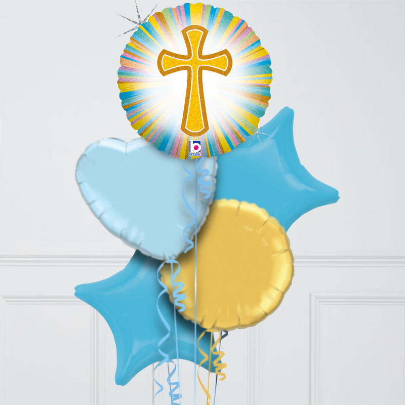 Gold Cross Inflated Foil Balloon Bouquet