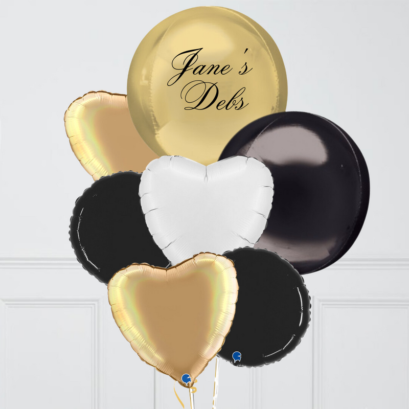 Gold Debs Personalised Giant Balloon Bunch