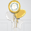 Gold & Greenery Cross Hearts Inflated Foil Balloon Bunch