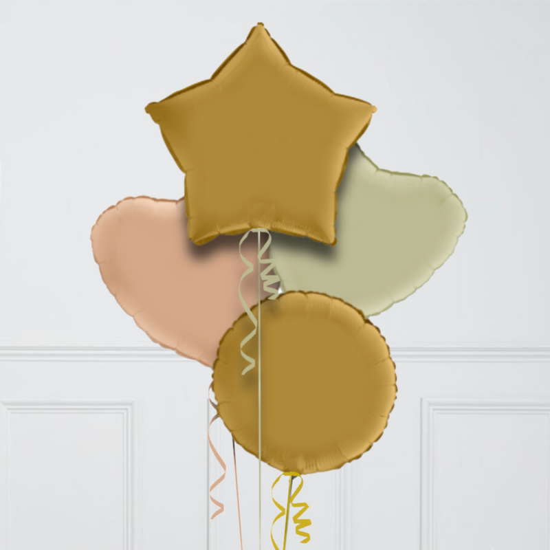 Gold & Olive Stars Inflated Foil Balloon Bunch