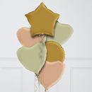 Gold & Olive Stars Inflated Foil Balloon Bunch