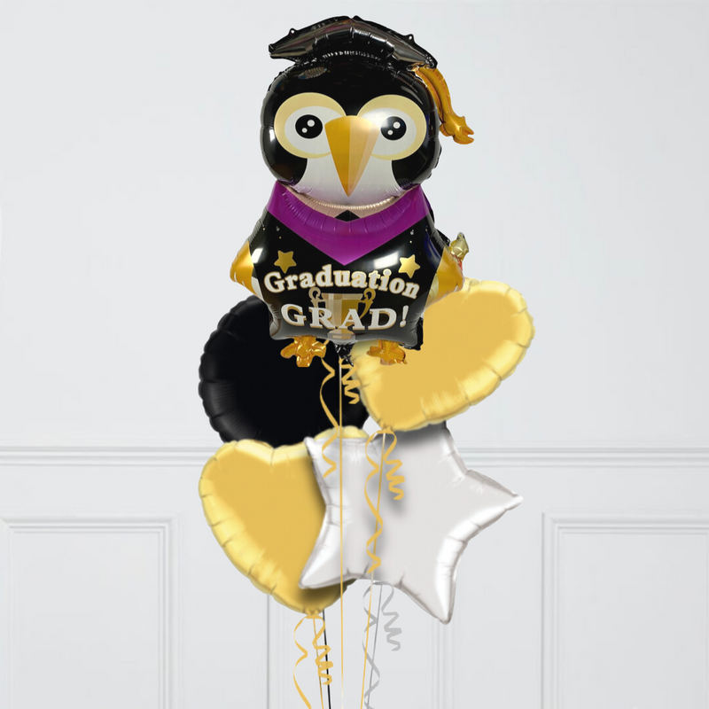 Graduation Owl Inflated Foil Balloon Bunch