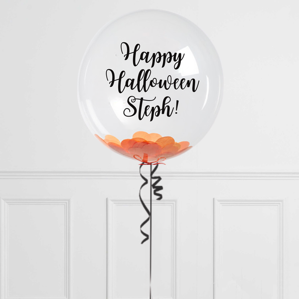 Halloween Personalised Orange Bubble Balloon