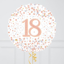 Happy 18th Birthday Rose Gold Inflated Foil Balloon Bunch