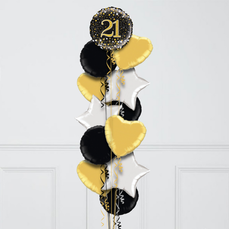 Happy 21st Birthday Glitz & Glam Inflated Foil Balloon Bunch