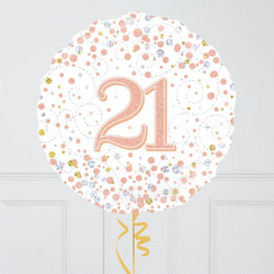 Happy 21st Birthday Rose Gold Inflated Foil Balloon Bunch