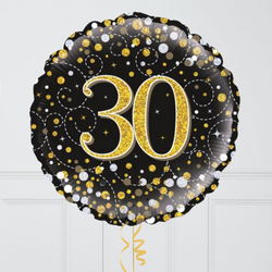 Happy 30th Birthday Glitz & Glam Inflated Foil Balloon Bunch