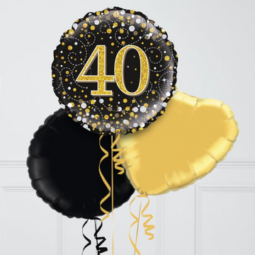 Happy 40th Birthday Glitz & Glam Inflated Foil Balloon Bunch
