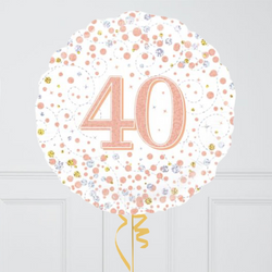 Happy 40th Birthday Rose Gold Inflated Foil Balloon Bunch