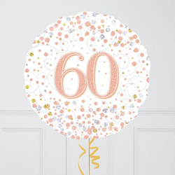 Happy 60th Birthday Rose Gold Inflated Foil Balloon Bunch