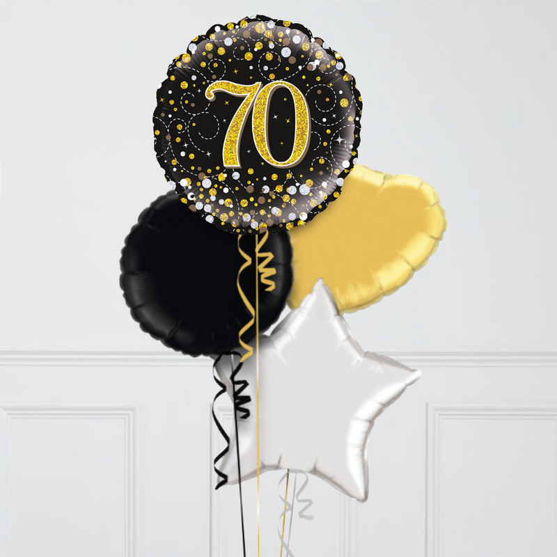 Happy 70th Birthday Glitz & Glam Inflated Foil Balloon Bunch