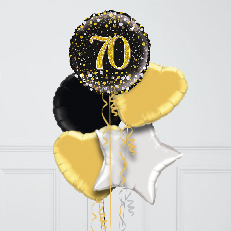 Happy 70th Birthday Glitz & Glam Inflated Foil Balloon Bunch