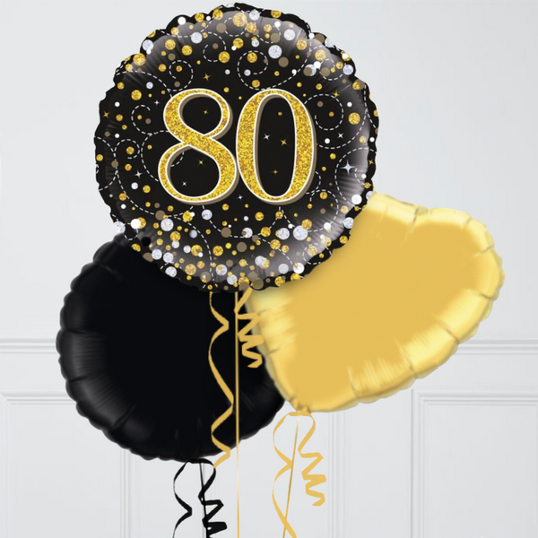 Happy 80th Birthday Glitz & Glam Inflated Foil Balloon Bunch