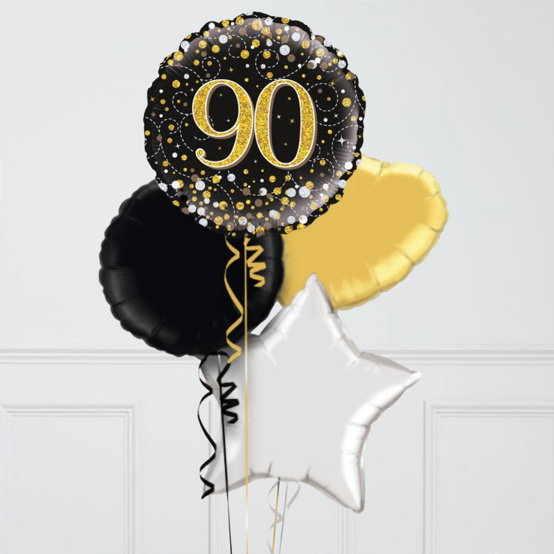 Happy 90th Birthday Glitz & Glam Inflated Foil Balloon Bunch