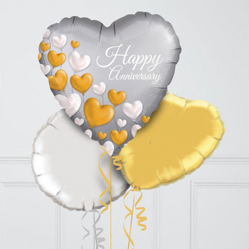 Happy Anniversary Hearts Inflated Foil Balloons
