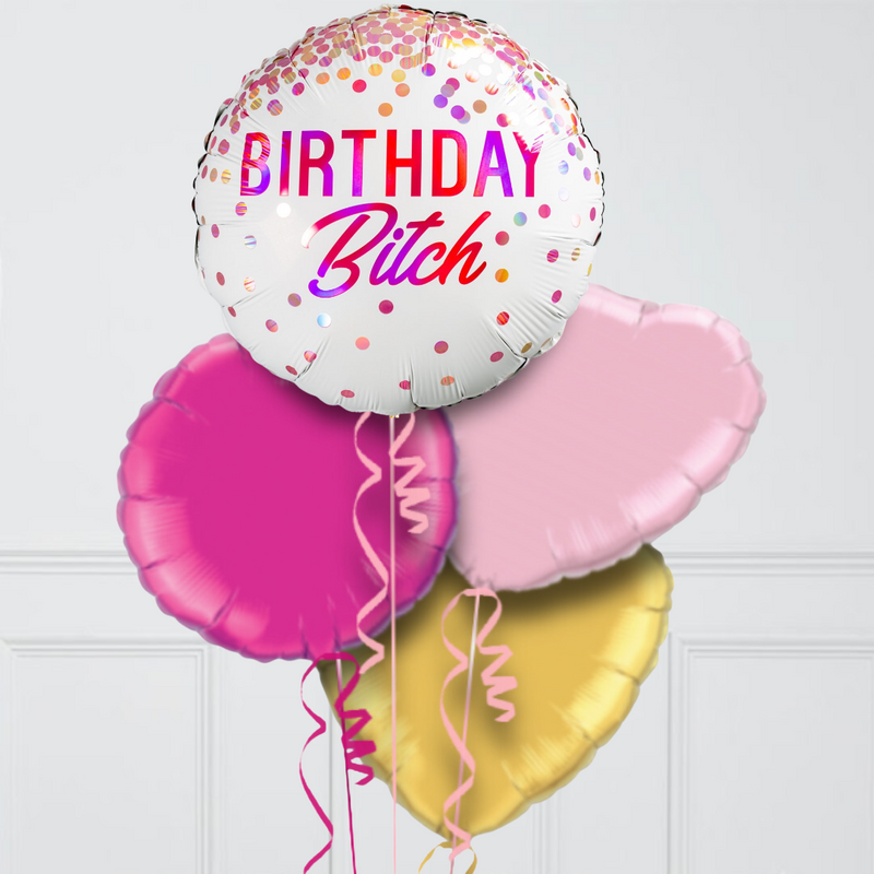 Happy Birthday Bitch Naughty Inflated Foil Balloon Bunch
