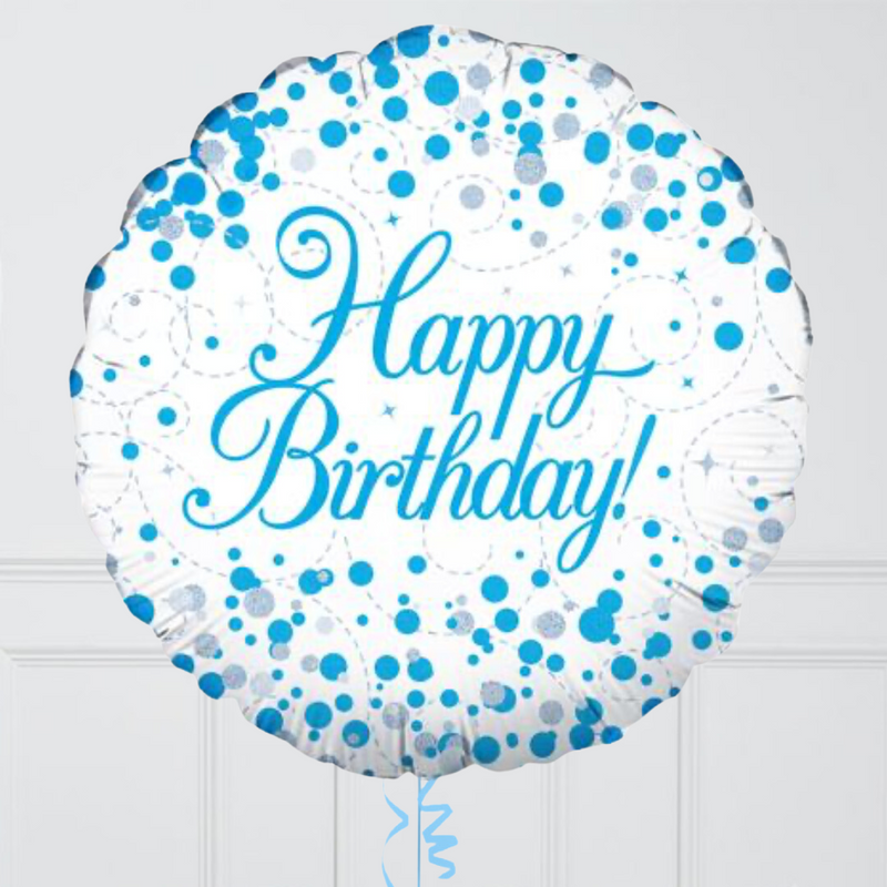 Happy Birthday Blue Confetti Inflated Foil Balloons