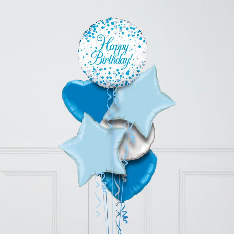 Happy Birthday Blue Confetti Inflated Foil Balloons