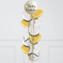 Happy Birthday Classy Gold and White Balloon Bouquet