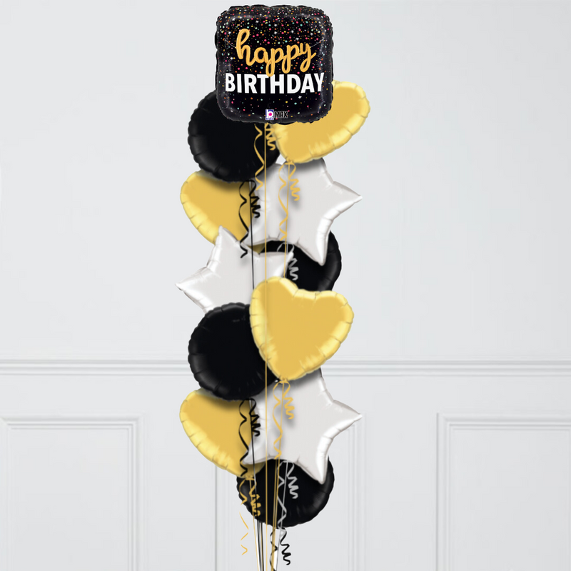 Happy Birthday Confetti Inflated Foil Balloon Bunch
