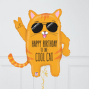 Happy Birthday Cool Cat Inflated Foil Balloon Bunch