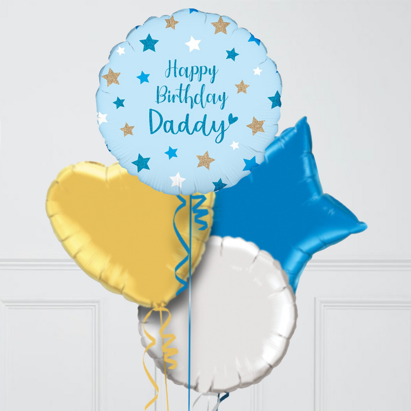 Happy Birthday Daddy Inflated Foil Balloon Bunch
