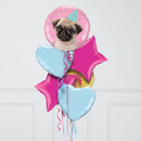 Happy Birthday Pink Puppy Inflated Foil Balloon Bunch
