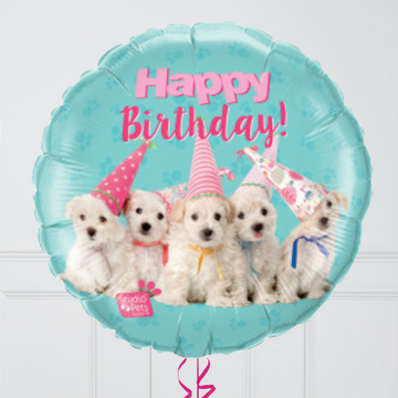 Happy Birthday Funny Puppies Inflated Foil Balloon Bunch