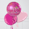Happy Birthday Mixed Pink Hearts Inflated Foil Balloon Bunch