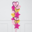 Happy Birthday Pink Heart Inflated Foil Balloon Bunch