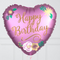 Happy Birthday Pink Heart Inflated Foil Balloon Bunch